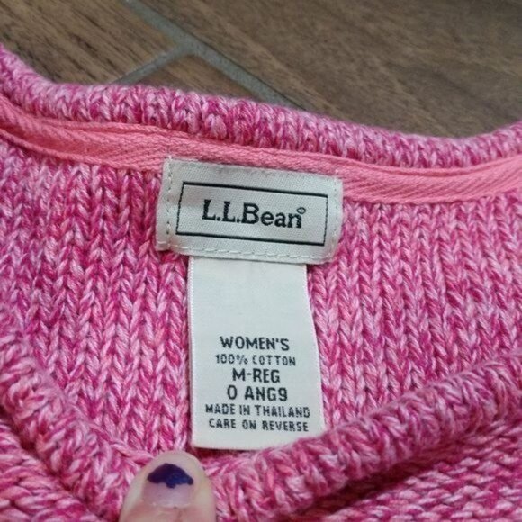 LL Bean M knit pink sweater pullover crewneck cotton - Picture 2 of 3